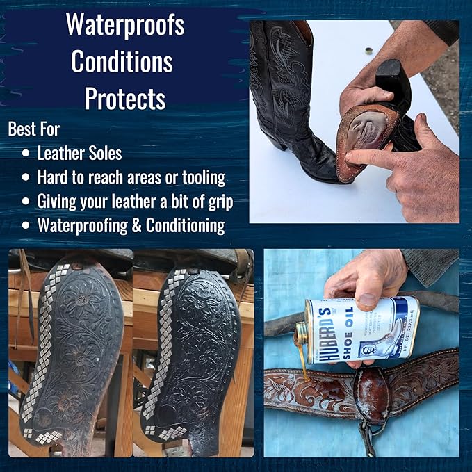 Huberd's Shoe Oil – Leather Conditioner & Waterproofer for Boots, Shoes & Leather Gear. Easy Pour Formula Softens & Protects 