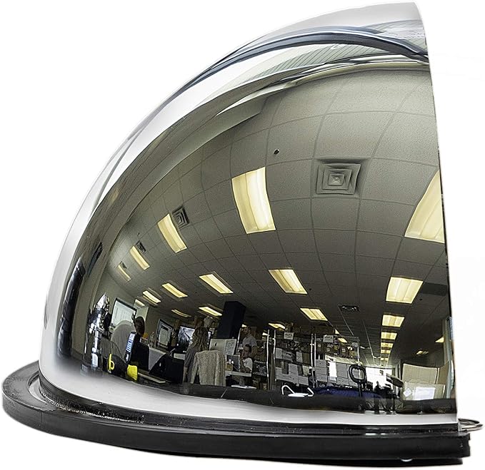 26” Acrylic Bubble Half Dome Convex Mirror, Round Indoor Security Mirror for Driveway Safety Spots, Outdoor Warehouse Side View, Circular Wall Mirror for Office Use - Vision Metalizers (DPB2612)