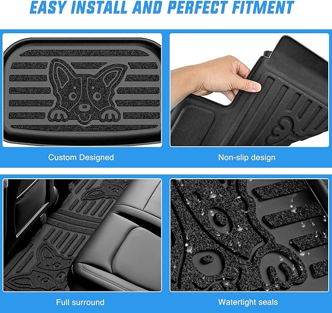 Nilight TPE Floor Mats & Cargo Mats Set for Tesla Model Y (5 Seat only) 2021 2022 2023 2024 2025 All Weather Custom Fit Heavy Duty Floor Liners