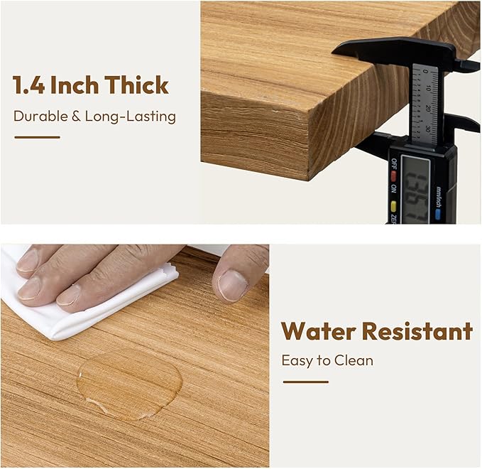 Vivelove Solid Wood Floating Shelves Set of 2, Elm Wood Wall Shelf with Invisible Bracket for Living Room Bedroom Bathroom Of