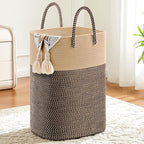 Laundry Basket,Woven Cotton Rope Laundry Hamper,Versatile Storage for Dirty Clothes,Baby Toys,and Blankets in Bathroom, Nurse