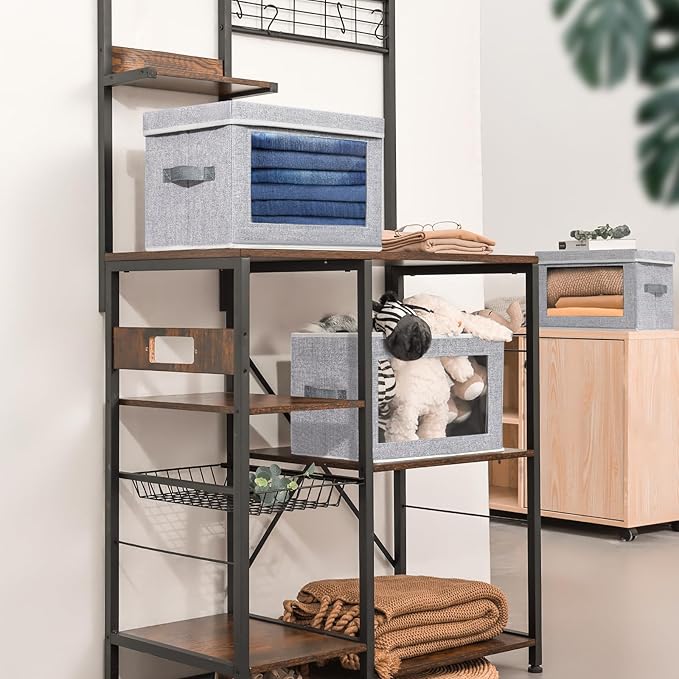 Homsorout Stackable Storage Bins with Lids - Medium Storage Box with Lids, Foldable Storage Bins, Wardrobe Clothes Organizer 