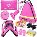 THINKWORK Car Emergency Kit for Teen Girls and Lady's Gifts, Pink Emergency Roadside Assistance Kit with 10FT Jumper, First A