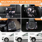 3 Gallons Car Trash Can with Lid, Car Bag Bin Hanging Waterproof Automotive Garbage Cans Leak Proof Vehicle Trash Can Black Floral