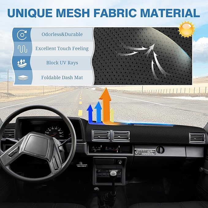 FIILINES Dash Cover for 1984-1988 Toyota 4Runner Pickup Truck, Dashboard Mat Accessories Dash Cover Sunshade Nonslip Mesh Pro