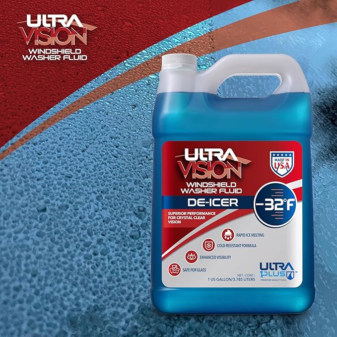 ULTRA 1PLUS De-Icer Windshield Washer Fluid - Advanced Formula for Winter Driving - Clear Vision in Weather Conditions -32F -
