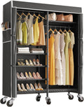 VIPEK R4C Portable Closet Rolling Clothes Rack Heavy Duty Adjustable Wardrobe Metal Garment Racks with Lockable Wheels Black 