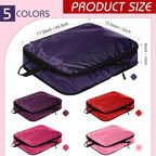 5 Pack Compression Packing Cubes for Travel Space Saving Cubes Luggage Organizer for Suitcase(Purple,L)