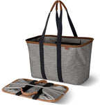 CleverMade Collapsible LUXE Tote - Reusable Grocery Shopping Storage Bag Organizer w/Handles Reinforced Bottom