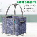 Fab totes Reusable Grocery Bags, Large Foldable Shopping Tote Bags with Reinforced Handles & Hard Bottom,4 Pack,Blue