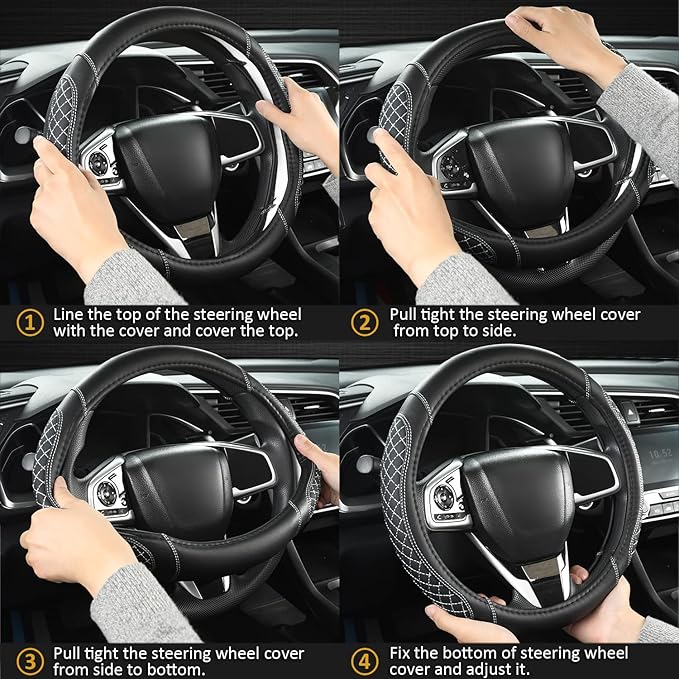 West Llama Customized Auto Car Steering Wheel Cover for Chevy Silverado,Tahoe,Equinox,Traverse,Trailblazer,Colorado(Diamond Q