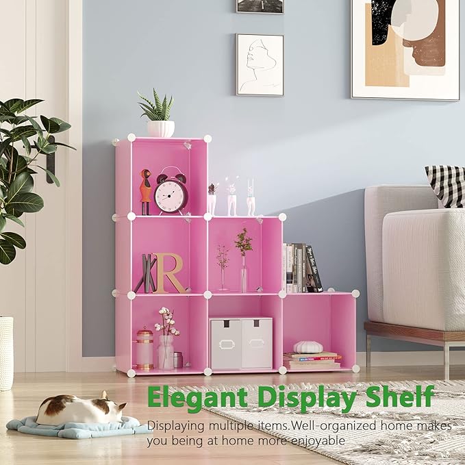 C&AHOME Cube Storage Organizer, 6-Cube Shelves Units, Closet Cabinet, DIY Plastic Modular Book Shelf, Ideal for Bedroom, Livi