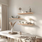 24 Inch Floating Shelves for Wall Rustic Light Wood Wall Shelves for Bedroom Set of 4