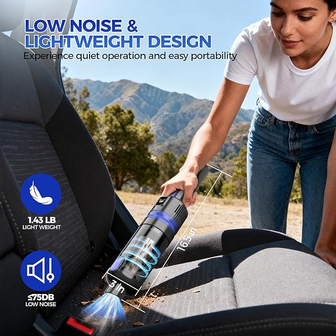 Handheld Vacuum Cordless Rechargeable 2-Speed Modes| 3-in-1 Portable Cordless Vacuum Cleaner with Charging Dock, for Car Home