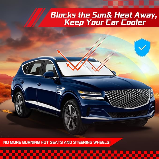 ARISMOTOR Windshield Sun Shade for Genesis GV80 2021-2025 2026, Custom Fit Foldable Front Window Sunshade Sun Visor Protector, Block UV Rays Keep Your Car Cooler