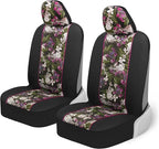 BDK Pink Flower Faux Leather Car Seat Covers for Front Seats, 2 Pack – Floral Pattern with Matching Headrest, Easy Installati