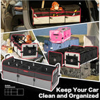 LIBZAKI Car Trunk Organizer,3 Compartments Big Trunk Storage, Large Capacity, Foldable, 95L Heavy Duty Storage Box for Car,