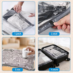 12 Pack Vacuum Storage Bags For Travel With Rechargeable Pump Compression Bags for Clothes & Blankets, Luggage Space Saver fo