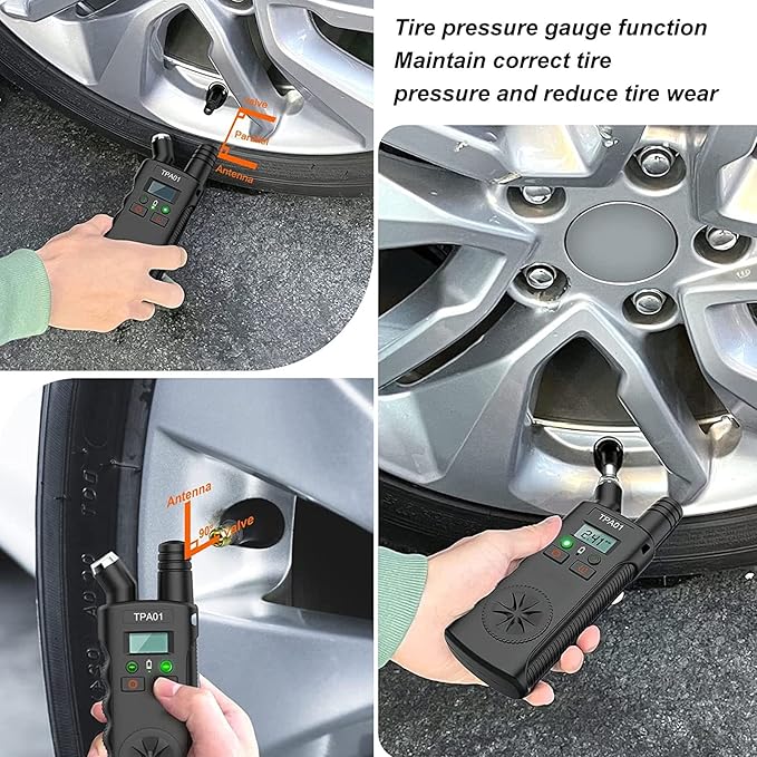 2 in Digital Tyre Pressure Gauge TPMS Relearn Tool with 4 Setting Ranges Auto Off Feature Ideal Replacement for Suitable for Cars Motorcycles Tire Pressure Sensor Activation Tool