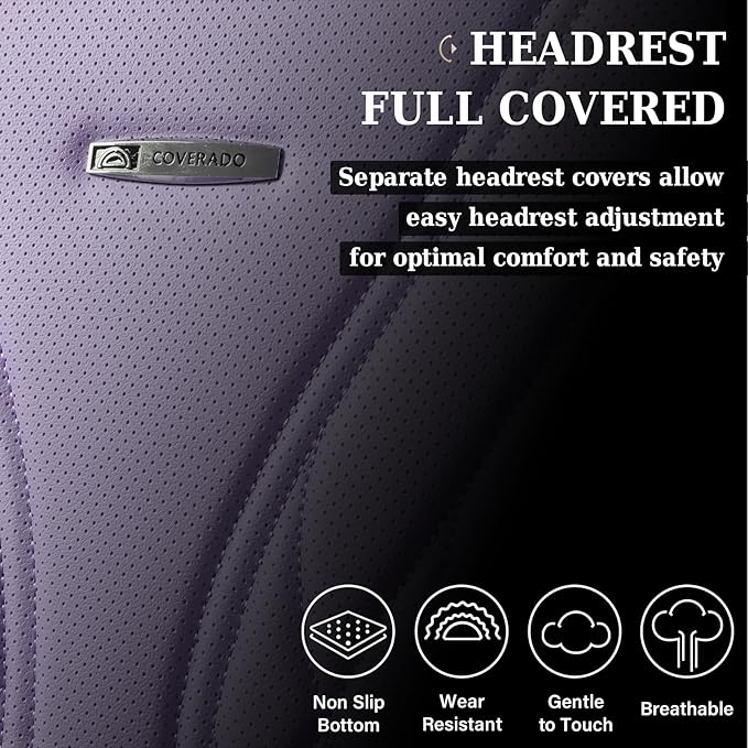 Coverado Car Seat Covers Full Set, 5 Seats Front Seat Cover and Back Seat Covers for Cars, Automotive Seat Covers Leather Wat