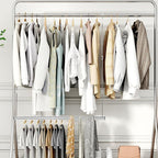 STORAGE MANIAC Hanging Closet Rod, Adjustable Width and Height Closet Hanging Organizer, Space-Saving Clothes Hanging Bar, Cl