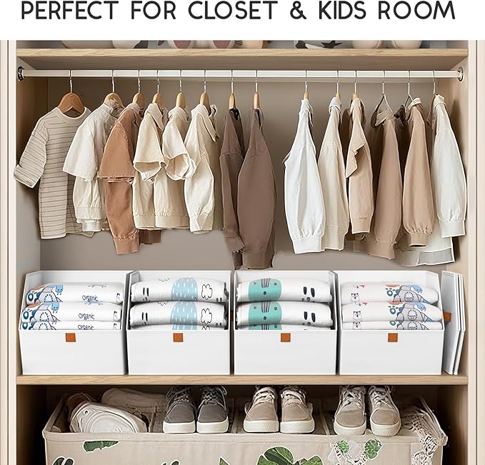 Homsorout Fabric Closet Storage Cubes - 8 Pack Square Storage Bins with Dual Handles for Clothes, Towels, Toys, Cube Storage 
