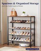 Kitsure Shoe Rack for Closet, Rustic Brown Shoe Organizer with Leveling Feet, Sturdy & Rust-Proof Shoe Storage for Entryway, 