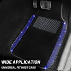 NBTEPEM Bling Car Floor Mats Full Set and Steering Wheel Cover, Universal Fit Most Cars, 4 pcs Sparkle Glitter Diamond Carpet, 5 pcs Bling Car Accessories Set for Women (Blue Diamond)