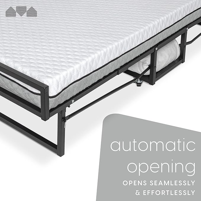 Milliard Deluxe Presidential Folding Bed with Mattress for Adults, Twin Size, Portable Foldable Bed with Bonus Pillow and Bla