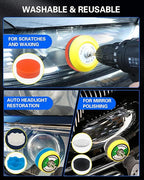 2 Inch Sanding Discs Drill Polishing Kit, 193PCS Car Headlight Restoration Kit, Hook & Loop Wet Dry Buffing Pads for Rotary T