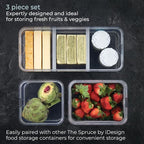 iDesign Crisp 3-Piece Recycled Plastic Refrigerator Organizer Bin Set with Lids, Clear/Gray