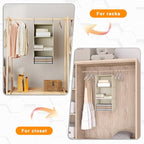 Hanging Closet Organizer and Storage 3-Shelf, Easy Mount Foldable Hanging Closet Wardrobe Storage Shelves, Clothes Handbag Sh