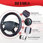Car Pass Colour Piping Leather Steering Wheel Cover,Perfectly fit for 14.5-15 inches for Various Vehicles SUVs,Vans,Sedans,Ca
