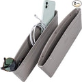 Lusso Gear Car Seat Gap Organizer - Pack of 2 - Prevents Items Falling & Seat Gap Filler - Universal Fit 0.5"-2" Slots & Automotive Use - Easy Clean Design for Auto Accessories - Gray Faux Leather