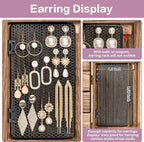 Meangood Jewelry Box Wood for Women, 5-Layer Large Organizer Box with Mirror & 4 Drawers for Rings, Earrings, Necklaces, Vint