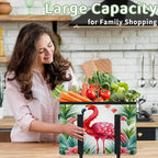 Reusable Grocery Bags Heavy Duty Shopping Bags Foldable Large Tote Bags with Long Handles & Hard Bottom