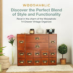 14-Drawer Apothecary Cabinet - Index Card Organizer - Miniature Chest of Drawers - Brass Handle Organizer - Kids' Arts and Cr