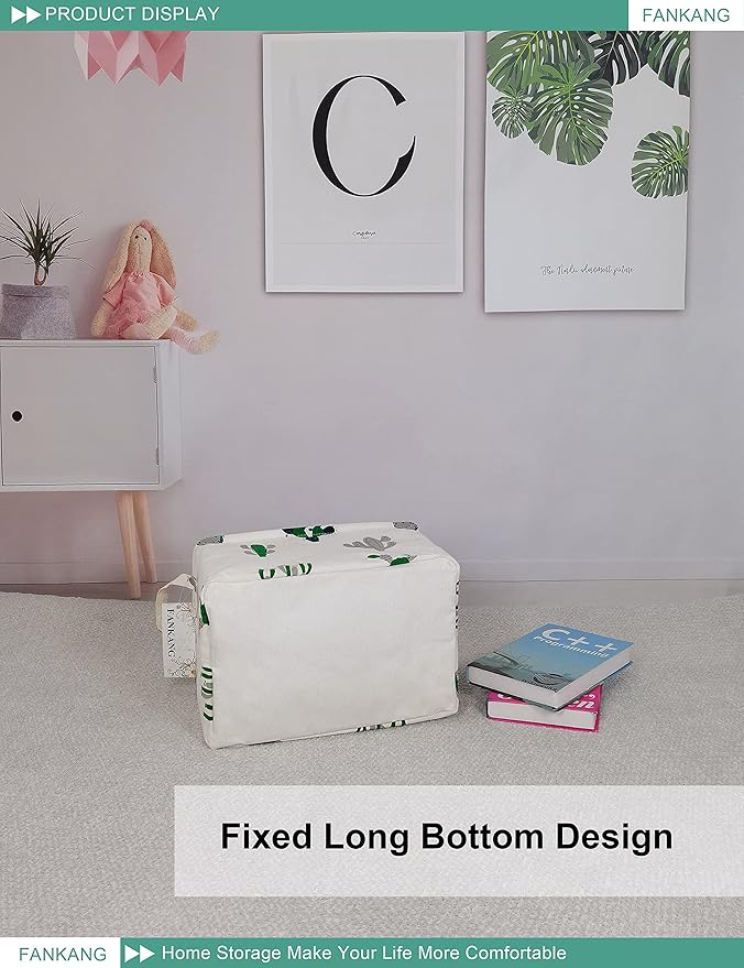 FANKANG Storage Basket,Nursery Hamper Canvas Laundry Basket Foldable with Waterproof PE Coating Storage, Office, Bedroom, Clo