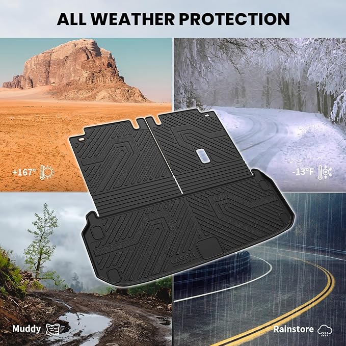 LASFIT Cargo Mat & Backrest Mats for Nissan Pathfinder 2013-2020 / Infiniti QX60 2014-2021 / JX35 2013, All Weather TPE Custom Fit Easy Clean Durable No-Curling Trunk Mat for Pathfinder & QX60 & JX35