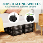 Bamboo Under Bed Storage Containers- Underbed Organizer with Wheels with Large Capacity Dust Bag,Sturdy Wood Rolling Under Be
