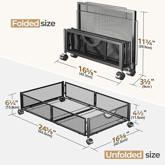 Yecaye 4 Pack Under Bed Storage with Wheels