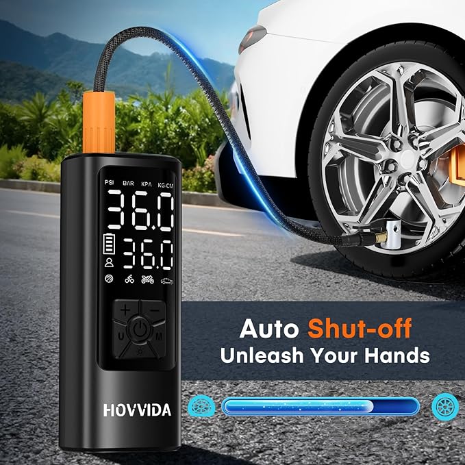 Tire Inflator Portable Air Compressor, Air Pump for Car Tires 150PSI with Digital Pressure Gauge, Auto Shut-Off, 3X Faster Inflation, Cordless Bike Pump for Car, Motorcycle, Bike, Ball