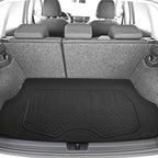 FH Group Premium Liners Tall Channel Trimmable All Weather Rubber Full Set Car Floor Mats (Red) w. Trimmable All-Season Cargo Liner (Black) - Universal Fit for Cars Trucks and SUVs