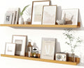 Fun Memories Picture Ledge Shelves Set of 2, 36 Inch Rustic Wall Mounted Floating Shelves with Lip for Home Storage and Décor