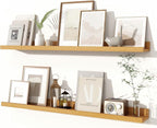 Fun Memories Picture Ledge Shelves Set of 2, 36 Inch Rustic Wall Mounted Floating Shelves with Lip for Home Storage and Décor