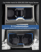 Cup Holder Inserts for Toyota Tacoma 2024 2025 2026 Accessories, Non-Slip TPE Center Console Front & Rear Cup Holder Protector Organizer for Tacoma Interior Accessories