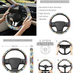 Dragonfly Car Seat Cover Full Set with Steering Wheel Cover Seat Belt Pads Auto Armrest Covers Boho Flower Cup Holders Keychain Lipstick Holder Fit for Most Vehicles