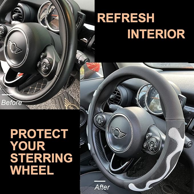 PINCTROT Large Size Comfy Grip Steering Wheel Cover, Anti-Slip Design, 15.5-15.75 Inch(Silicone White)