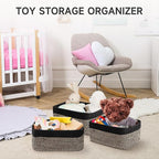 3-Pack Storage Baskets for Organizing | Woven Shelf Toy Basket | Rope Baskets for Gifts Empty | Closet Organizer Bins with Ha