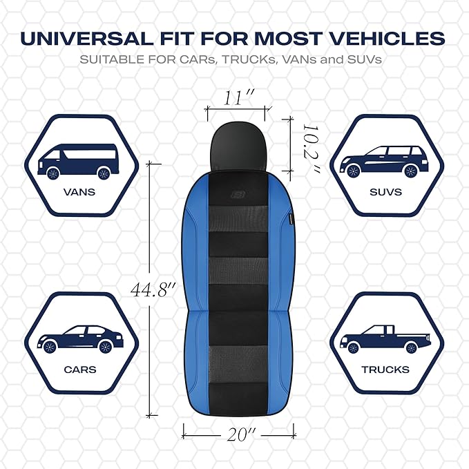 Skechers Men’s Seat Covers, Air-Cooled Memory Foam Car Seat Covers Front Seats, Airbag Compatible,Universal Fit for Most Cars